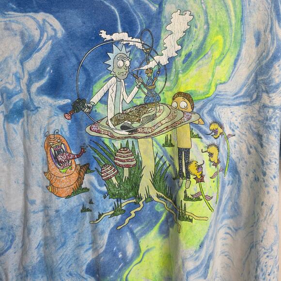 Rick and Morty Adult Swim Tye-dye trippy Men's Tee, Large - Picture 3 of 6